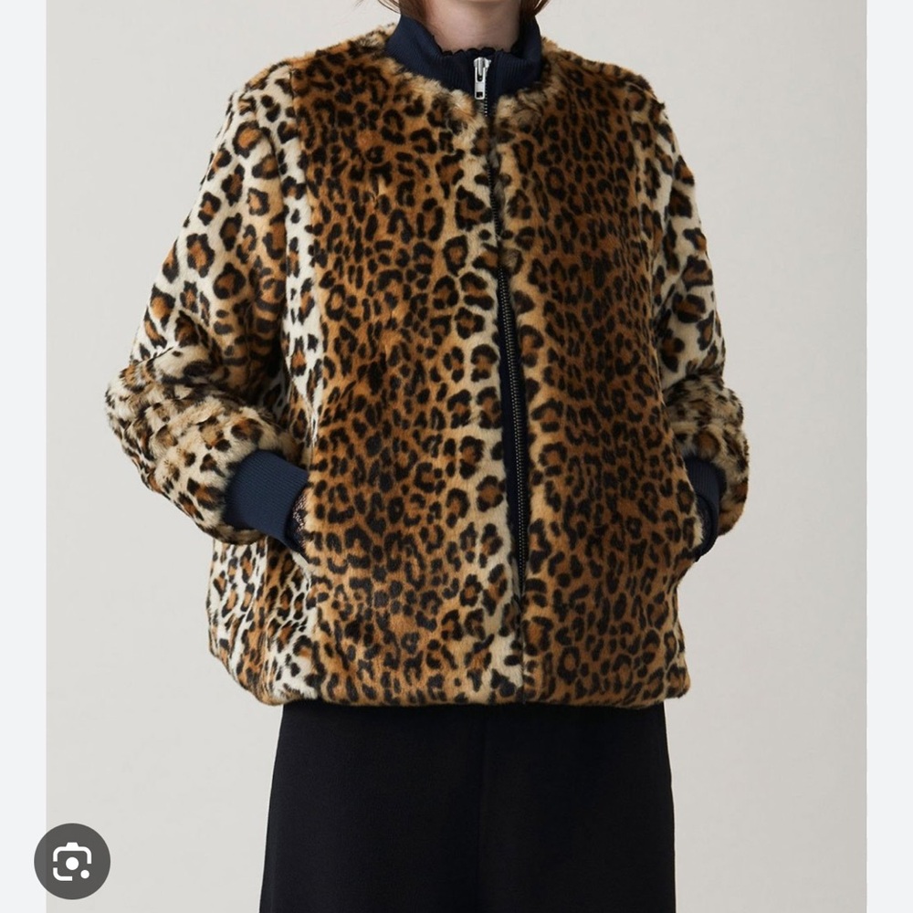 Ganni Ferris Leopard Faux Fur Bomber Jacket